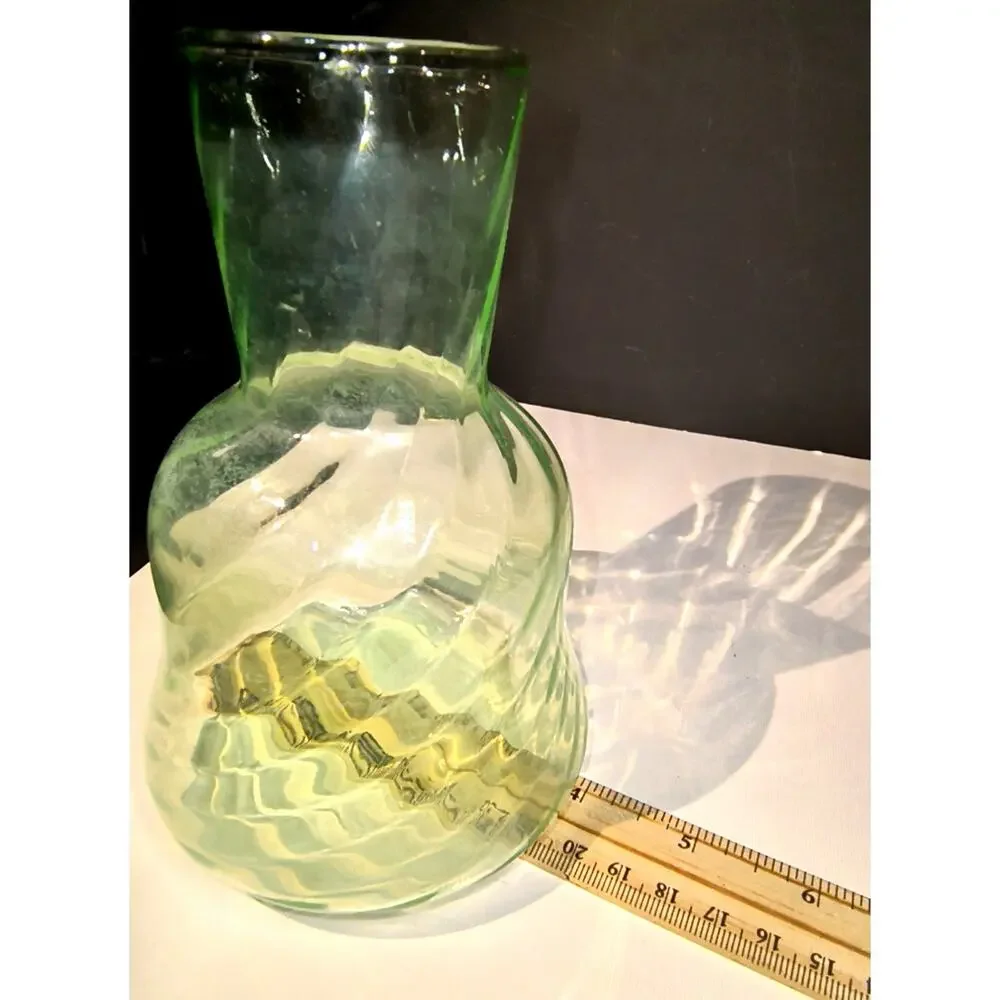 1565. Green Glass UV Reactive Vase